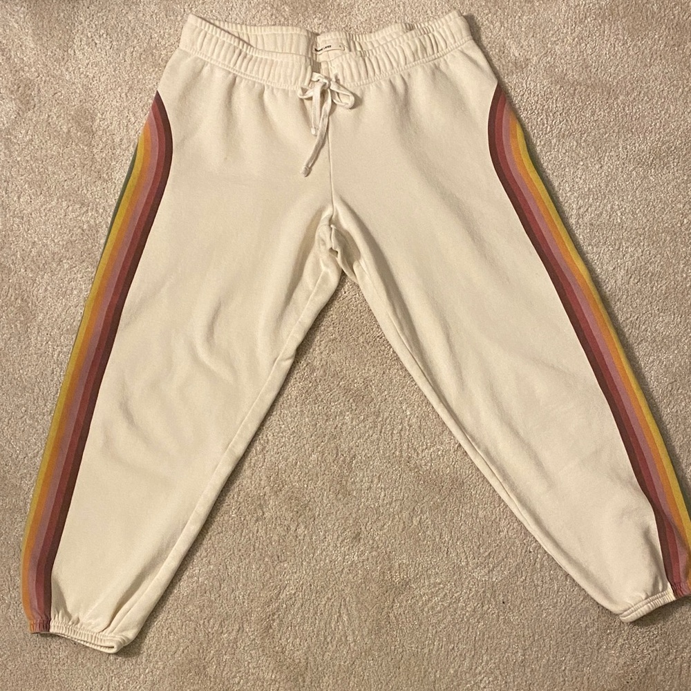 Marine Layer anytime (cloud 9) sweatpants with Rainbow stripe, L